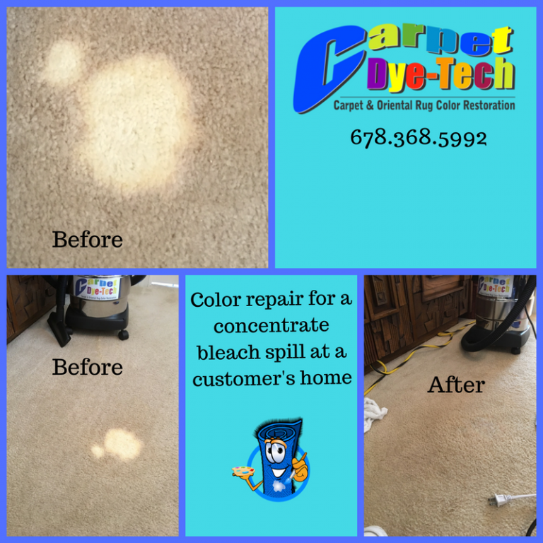 Bleach Damaged Stain Recolor Carpet Repair Carpet DyeTech Atlanta